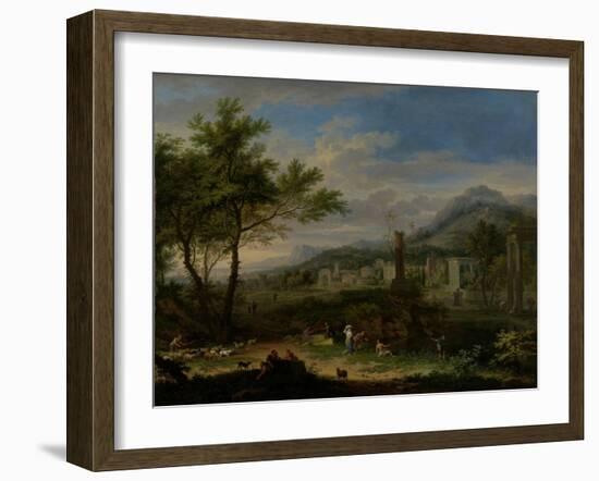 Arcadian Landscape with Fishermen-Jan van Huysum-Framed Art Print