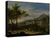 Arcadian Landscape with Fishermen-Jan van Huysum-Stretched Canvas