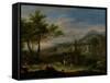 Arcadian Landscape with Fishermen-Jan van Huysum-Framed Stretched Canvas