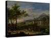 Arcadian Landscape with Fishermen-Jan van Huysum-Stretched Canvas