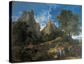 Arcadian Landscape with Polyphemus (Cyclopes in Homer's Odyssey)-Nicolas Poussin-Stretched Canvas