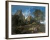 Arcadian Landscape with Polyphemus (Cyclopes in Homer's Odyssey)-Nicolas Poussin-Framed Art Print