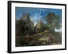 Arcadian Landscape with Polyphemus (Cyclopes in Homer's Odyssey)-Nicolas Poussin-Framed Art Print