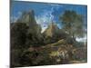 Arcadian Landscape with Polyphemus (Cyclopes in Homer's Odyssey)-Nicolas Poussin-Mounted Art Print