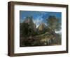 Arcadian Landscape with Polyphemus (Cyclopes in Homer's Odyssey)-Nicolas Poussin-Framed Art Print