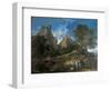 Arcadian Landscape with Polyphemus (Cyclopes in Homer's Odyssey)-Nicolas Poussin-Framed Art Print