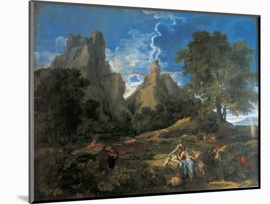 Arcadian Landscape with Polyphemus (Cyclopes in Homer's Odyssey)-Nicolas Poussin-Mounted Art Print