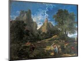 Arcadian Landscape with Polyphemus (Cyclopes in Homer's Odyssey)-Nicolas Poussin-Mounted Art Print