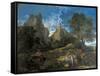 Arcadian Landscape with Polyphemus (Cyclopes in Homer's Odyssey)-Nicolas Poussin-Framed Stretched Canvas