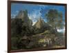 Arcadian Landscape with Polyphemus (Cyclopes in Homer's Odyssey)-Nicolas Poussin-Framed Art Print