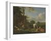 Arcadian Landscape with Resting Shepherds and Animals, 1664-Adriaen van de Velde-Framed Giclee Print