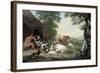 Arcadian Landscape with Shepherds and Animals-Jan van Gool-Framed Art Print