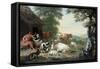 Arcadian Landscape with Shepherds and Animals-Jan van Gool-Framed Stretched Canvas