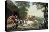 Arcadian Landscape with Shepherds and Animals-Jan van Gool-Stretched Canvas