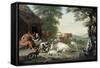 Arcadian Landscape with Shepherds and Animals-Jan van Gool-Framed Stretched Canvas