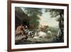 Arcadian Landscape with Shepherds and Animals-Jan van Gool-Framed Art Print