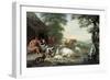 Arcadian Landscape with Shepherds and Animals-Jan van Gool-Framed Art Print