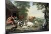 Arcadian Landscape with Shepherds and Animals-Jan van Gool-Mounted Art Print