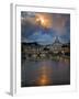 Arch Bridge across Tiber River with St. Peter's Basilica in the Background, Rome, Lazio, Italy-null-Framed Premium Photographic Print