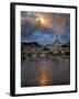 Arch Bridge across Tiber River with St. Peter's Basilica in the Background, Rome, Lazio, Italy-null-Framed Premium Photographic Print