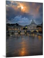 Arch Bridge across Tiber River with St. Peter's Basilica in the Background, Rome, Lazio, Italy-null-Mounted Premium Photographic Print