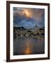 Arch Bridge across Tiber River with St. Peter's Basilica in the Background, Rome, Lazio, Italy-null-Framed Photographic Print