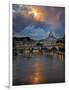 Arch Bridge across Tiber River with St. Peter's Basilica in the Background, Rome, Lazio, Italy-null-Framed Photographic Print