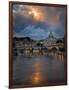 Arch Bridge across Tiber River with St. Peter's Basilica in the Background, Rome, Lazio, Italy-null-Framed Photographic Print