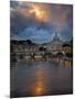 Arch Bridge across Tiber River with St. Peter's Basilica in the Background, Rome, Lazio, Italy-null-Mounted Photographic Print