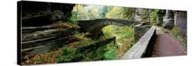 Arch Bridge in a Forest, Robert H. Treman State Park, Ithaca, Tompkins County, Finger Lakes-null-Stretched Canvas