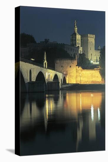 Arch Bridge over a River with a Palace in the Background-null-Stretched Canvas