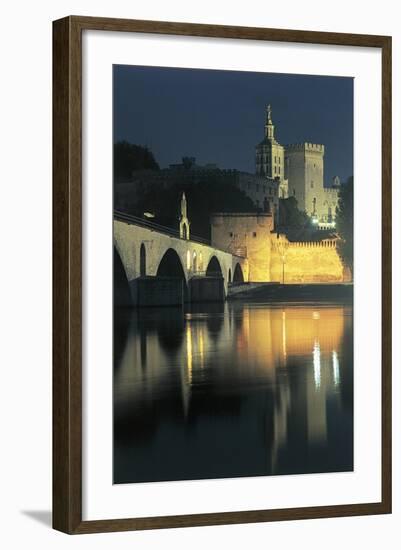 Arch Bridge over a River with a Palace in the Background-null-Framed Photographic Print