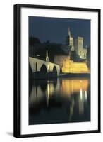 Arch Bridge over a River with a Palace in the Background-null-Framed Photographic Print