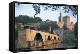 Arch Bridge over a River with a Palace in the Background-null-Framed Stretched Canvas