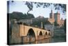 Arch Bridge over a River with a Palace in the Background-null-Stretched Canvas