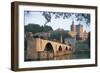 Arch Bridge over a River with a Palace in the Background-null-Framed Photographic Print