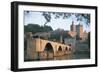 Arch Bridge over a River with a Palace in the Background-null-Framed Photographic Print