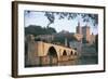 Arch Bridge over a River with a Palace in the Background-null-Framed Photographic Print