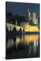 Arch Bridge over a River with a Palace in the Background-null-Stretched Canvas