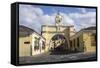 Arch leading to Merced church, Antigua, UNESCO World Heritage Site, Guatemala, Central America-Peter Groenendijk-Framed Stretched Canvas