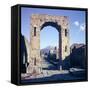 Arch of Caligula with Vesuvius Beyond, Pompeii, Italy-CM Dixon-Framed Stretched Canvas