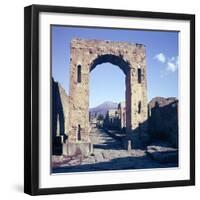 Arch of Caligula with Vesuvius Beyond, Pompeii, Italy-CM Dixon-Framed Photographic Print