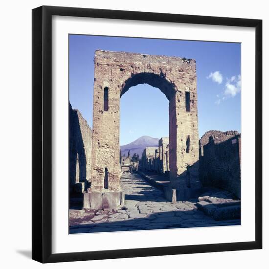 Arch of Caligula with Vesuvius Beyond, Pompeii, Italy-CM Dixon-Framed Photographic Print