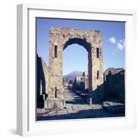 Arch of Caligula with Vesuvius Beyond, Pompeii, Italy-CM Dixon-Framed Photographic Print