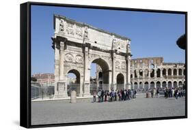 Arch of Constantine (Arco Di Costantino) and the Colosseum, Rome, Lazio, Italy-Stuart Black-Framed Stretched Canvas