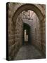 Arch of Jerusalem Stone and Narrow Lane, Israel-Jerry Ginsberg-Stretched Canvas