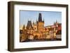 Arch of Lesser Town Bridge Tower on Charles Bridge with St. Nicholas Church in Prague.-Chuck Haney-Framed Photographic Print