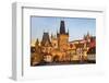 Arch of Lesser Town Bridge Tower on Charles Bridge with St. Nicholas Church in Prague.-Chuck Haney-Framed Photographic Print