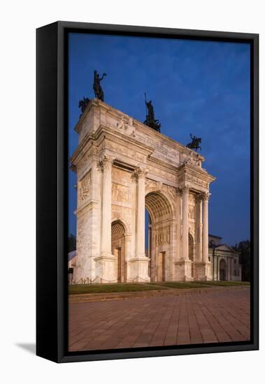 Arch of Peace at Night, Piazza Sempione, Milan, Lombardy, Italy, Europe-Ben Pipe-Framed Stretched Canvas