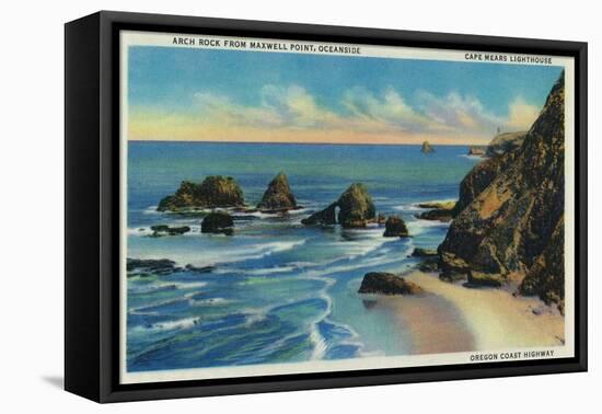 Arch Rock from Maxwell Point, Oceanside - Oregon Coast-Lantern Press-Framed Stretched Canvas